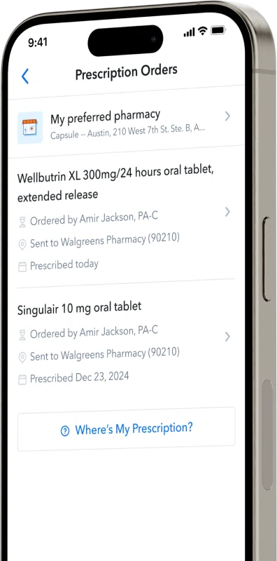 iPhone showing app prescriptions interface